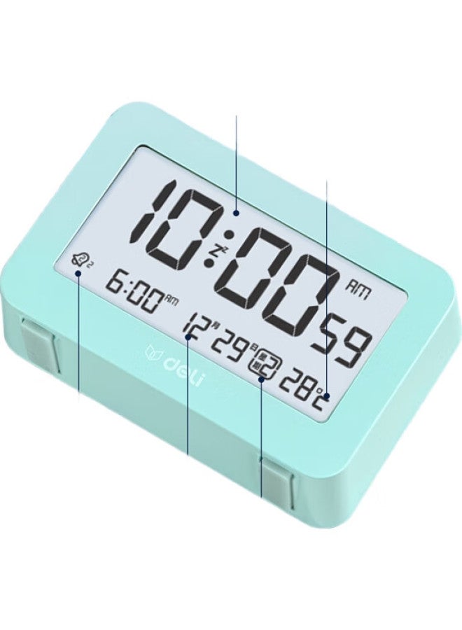 Deli Mini Multifunction Alarm Clock For Student Dormitory Backlit Electronic Clock Student Special Wake-Up Artifact Green 8839 - Image 2