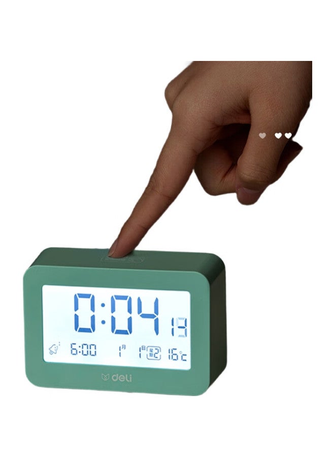 Deli Mini Multifunction Alarm Clock For Student Dormitory Backlit Electronic Clock Student Special Wake-Up Artifact Green 8839 - Image 3