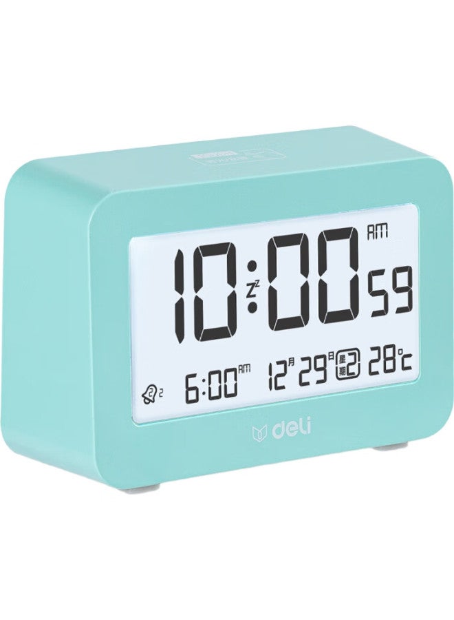 Deli Mini Multifunction Alarm Clock For Student Dormitory Backlit Electronic Clock Student Special Wake-Up Artifact Green 8839 - Image 1