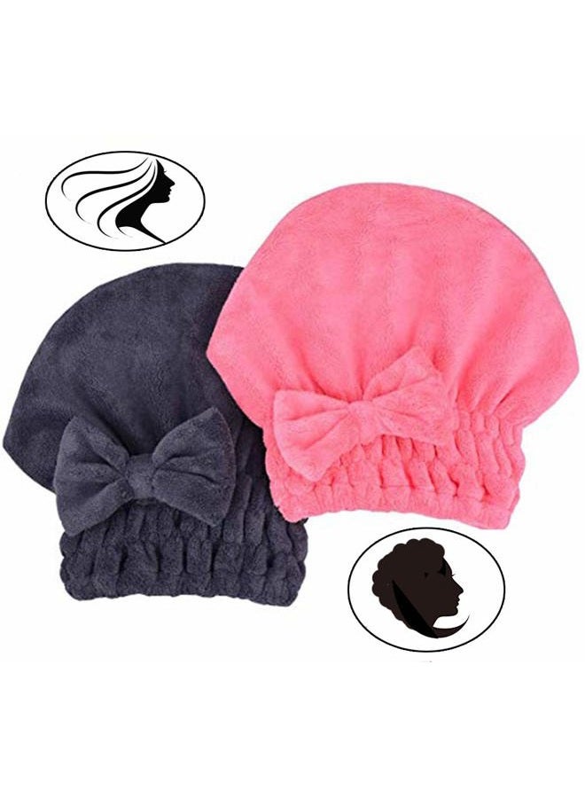 MAYOUTH Microfiber Hair Drying Towels Head wrap with Bow-Knot Shower Cap Hair Turban hairWrap Bath Cap for Curly Long & Wet Hair Gift for Women 2pack - Image 5