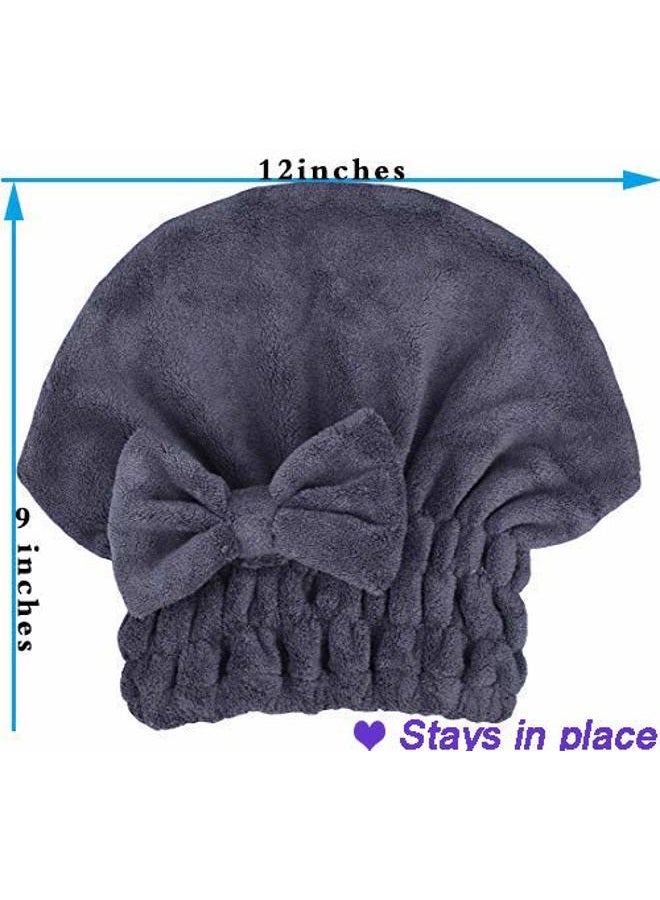 MAYOUTH Microfiber Hair Drying Towels Head wrap with Bow-Knot Shower Cap Hair Turban hairWrap Bath Cap for Curly Long & Wet Hair Gift for Women 2pack - Image 3
