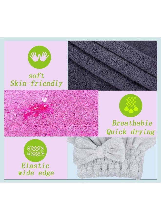 MAYOUTH Microfiber Hair Drying Towels Head wrap with Bow-Knot Shower Cap Hair Turban hairWrap Bath Cap for Curly Long & Wet Hair Gift for Women 2pack - Image 4