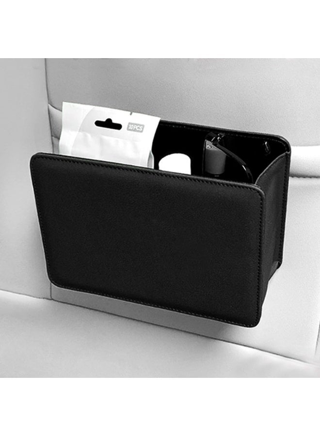 Chabeia Car Trash Can, with 30 Pcs Trash Bags,Leather Vehicle Trash Bin Car Dustbin Garbage Organizer Holder , Foldable Hanging Mini Cars Storage Bag Container for Auto, SUV (Black) - Image 4