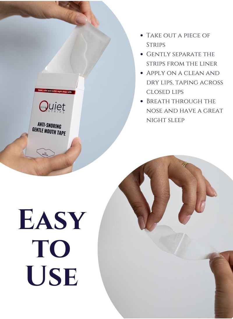 Quietstrips Quietstrips - 30pcs Sleep Strips | Anti-Snoring Mouth Tape | Promotes Nose Breathing | Improves Sleep & Oral Health | Stops Mouth Breathing | Instant Snoring Relief | Disposable & Easy to Use  - Image 3
