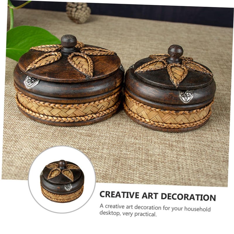 Solid Wood Ashtray with Cover Handmade Thai Decorative Smoking Tray for Home Office Hotel - Image 4