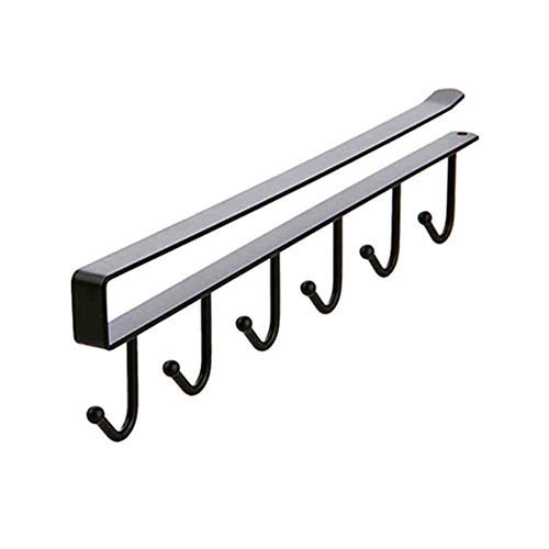 SYGA Metal 6 Pin Nail Free Rack Wall Hanger, Black - Image 1