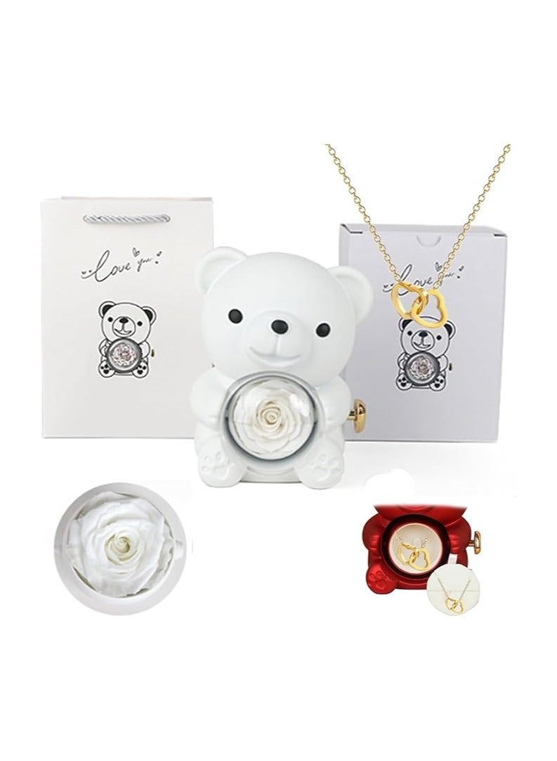 Teddy bear gift holding a rose inside a transparent ball - luxurious design and ideal for romantic gifts and occasions (Valentine's Day gift - gift for the lover - gift for girls) white color - Image 3