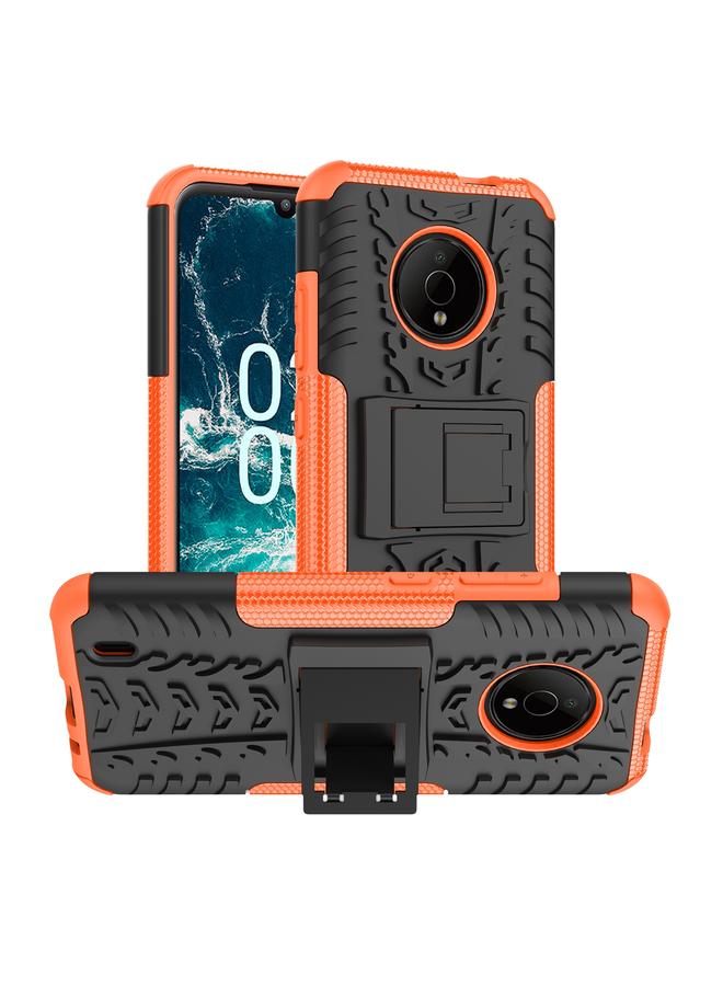 S-TOP Case For Nokia C200 Tire Texture TPU + PC Phone Case with Holder - Image 1