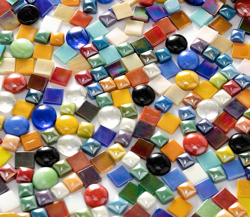 Lanyani 2.2 Pound Great Value Pack Glass Mosaic Tiles Bulk for DIY Crafts, Various Bright Solid Color Mosaic Pieces Tiles Supplies for DIY Crafting Iridescent Mosaic Glass Pieces - Image 4