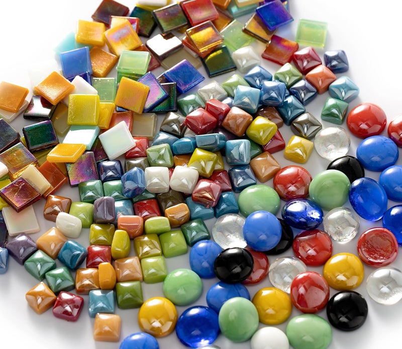 Lanyani 2.2 Pound Great Value Pack Glass Mosaic Tiles Bulk for DIY Crafts, Various Bright Solid Color Mosaic Pieces Tiles Supplies for DIY Crafting Iridescent Mosaic Glass Pieces - Image 2