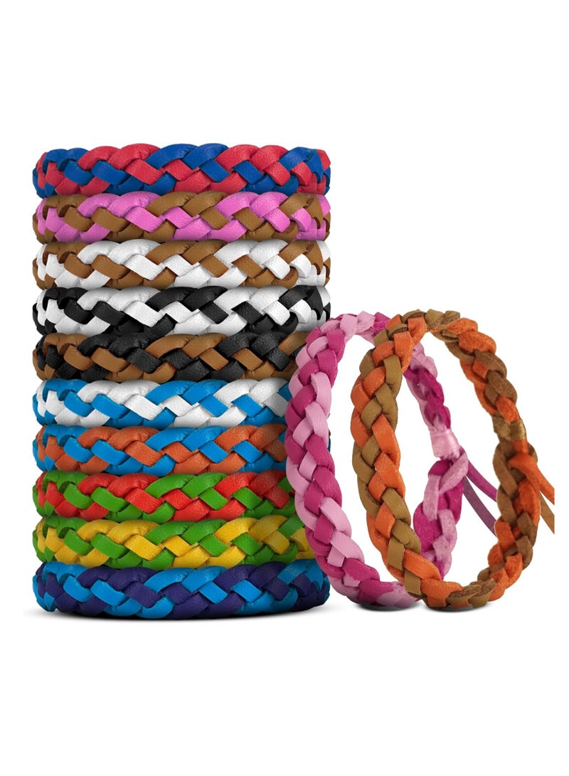 MIXDE 12 Pack Mosquito Repellent Bracelets, DEET-Free, Individually Wrapped PU Leather Insect & Bug Repellent Wrist Bands for Kids & Adults  - Image 1