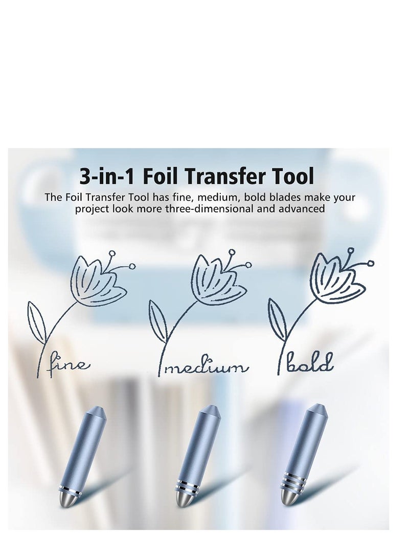 3 in 1 Foil Transfer Kit, Foil Transfer Tool Replacement, Suitable for Maker /3, Explore, Explore One  Explore Air 2/3, Including Fine, Medium, Bold Blades (Blue) - Image 3