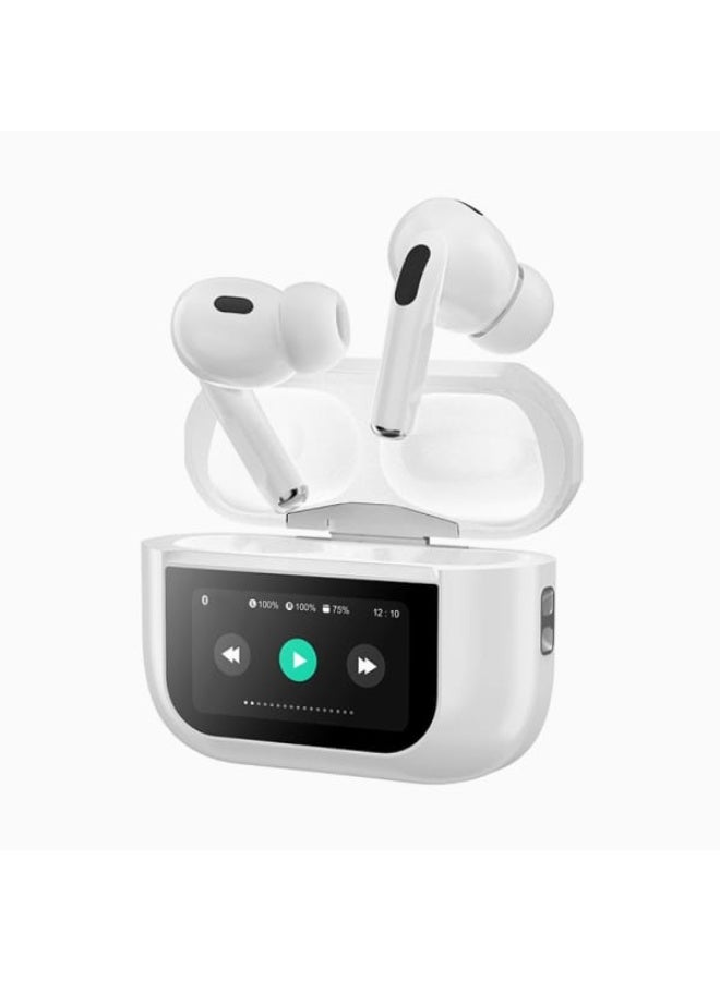 K18 Buds Dual In-Ear Headphones with Active Noise Cancellation and Environmental Cancellation, Listening Reduction Technology, and Touchscreen 360 Stereo Headphones - White