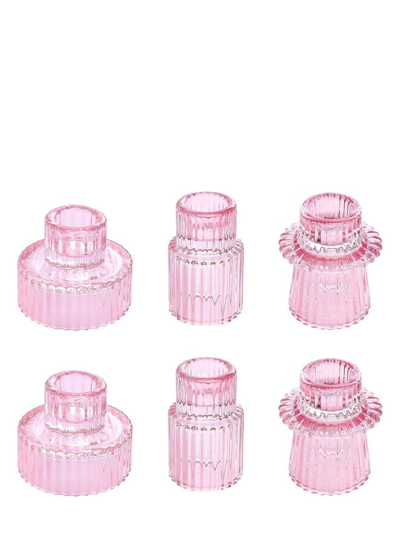 Glass Candle Holder 6Pcs for Pillar Candles, Tealight Candles Holders, Candlestick Holders for Wedding, Festival, Dinning , Party - Image 1