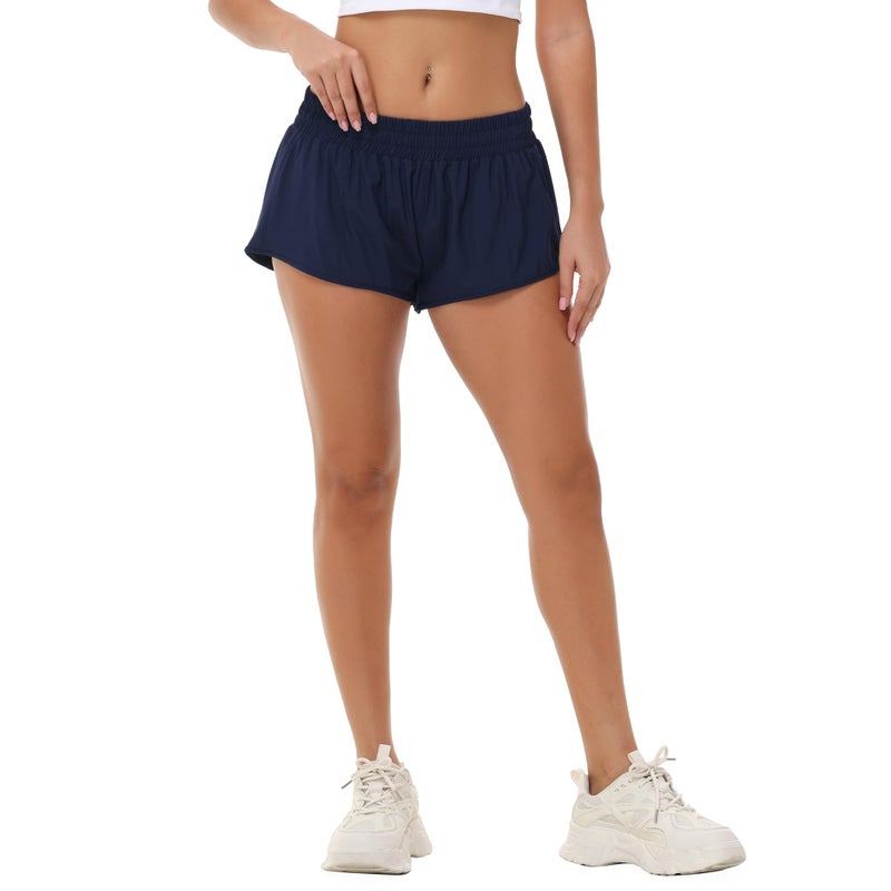 Aurefin Lightweight Athletic Shorts for Women, Quick Dry Running Shorts with Zip Pocket and Liner Womens Gym Workout Shorts Navy Blue XL - Image 5