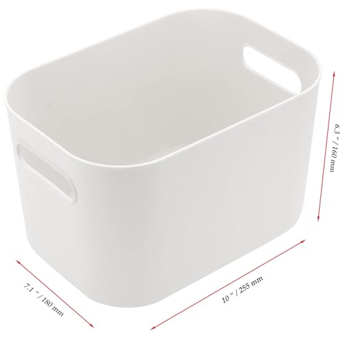 JOIKIT 6 Pack White Storage Bins with Handles, 10 x 7 x 6.3 Inch White Bathroom Kitchen Organizer Bin, Plastic Vanity Storage Bins Container Under Bed Sink for Hand Soap, Towels, Bath Balls - Image 2