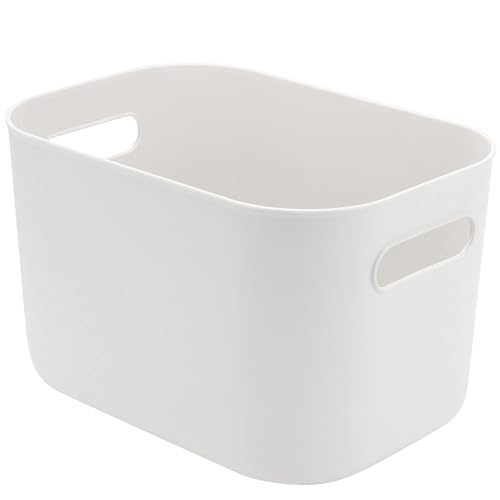 JOIKIT 6 Pack White Storage Bins with Handles, 10 x 7 x 6.3 Inch White Bathroom Kitchen Organizer Bin, Plastic Vanity Storage Bins Container Under Bed Sink for Hand Soap, Towels, Bath Balls - Image 5