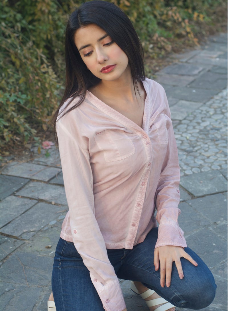 P FOR PRETTY Ombre Shirt Pink - Image 1