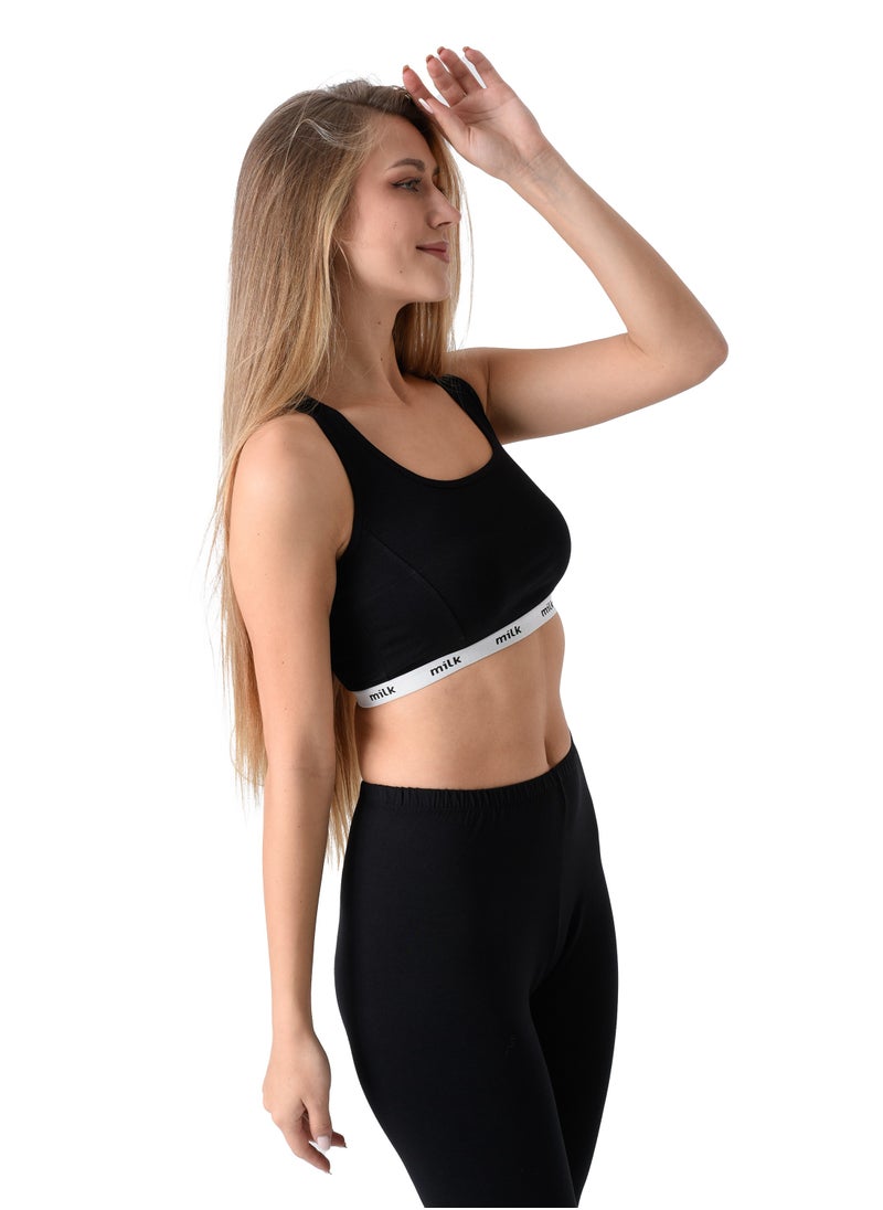Milk Pack of 2 Comfort Cotton Cross Back Sport Non Padded Bra  - Image 3
