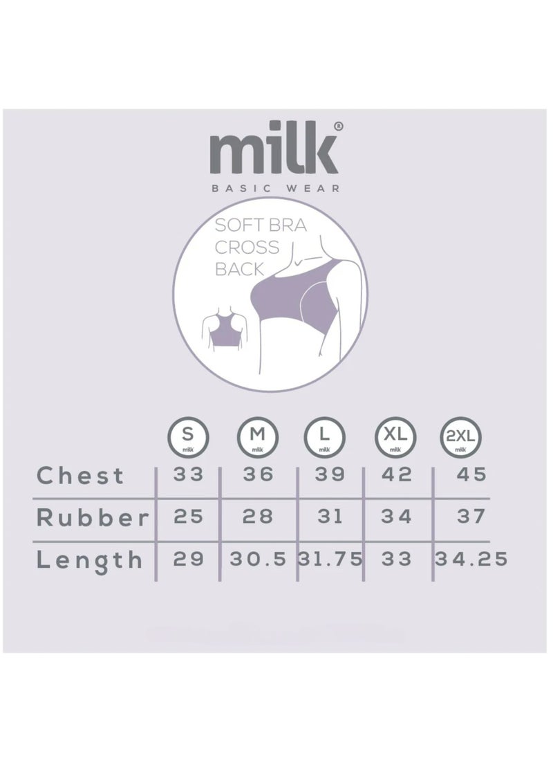 Milk Pack of 2 Comfort Cotton Cross Back Sport Non Padded Bra  - Image 4