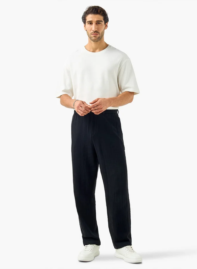 Iconic Iconic Textured Crew Neck T-shirt