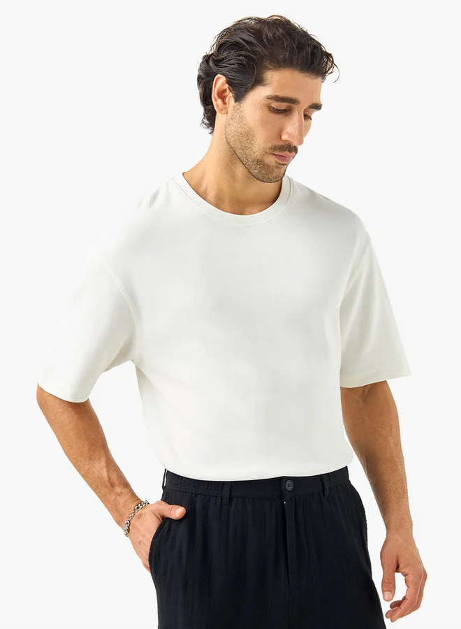 Iconic Iconic Textured Crew Neck T-shirt