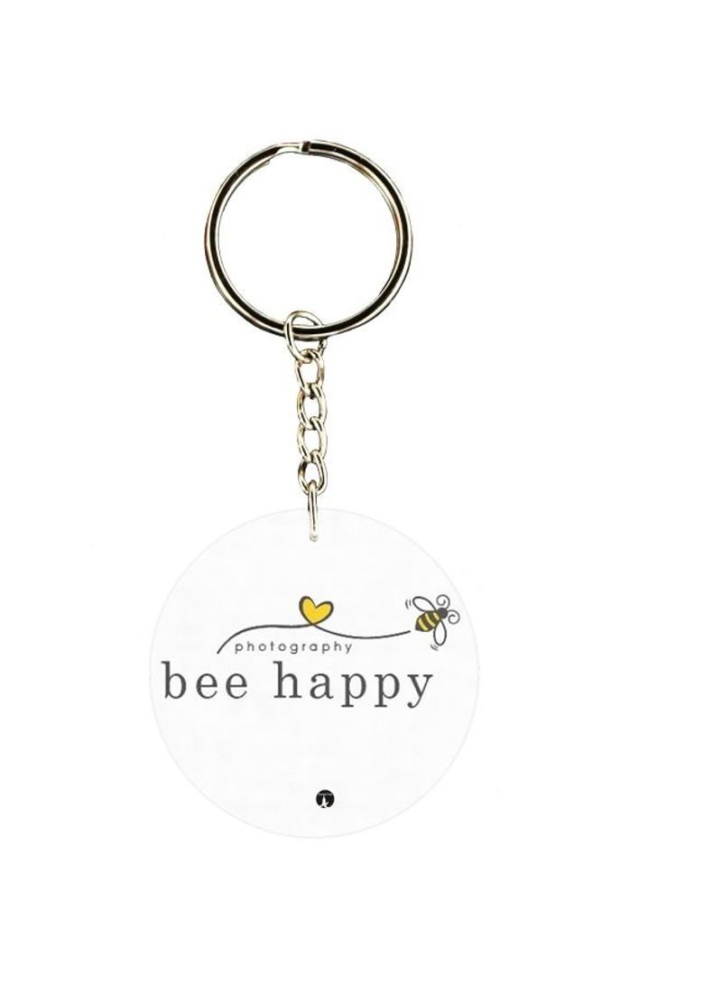 RKN Bee Happy Printed Double Sided Keychain