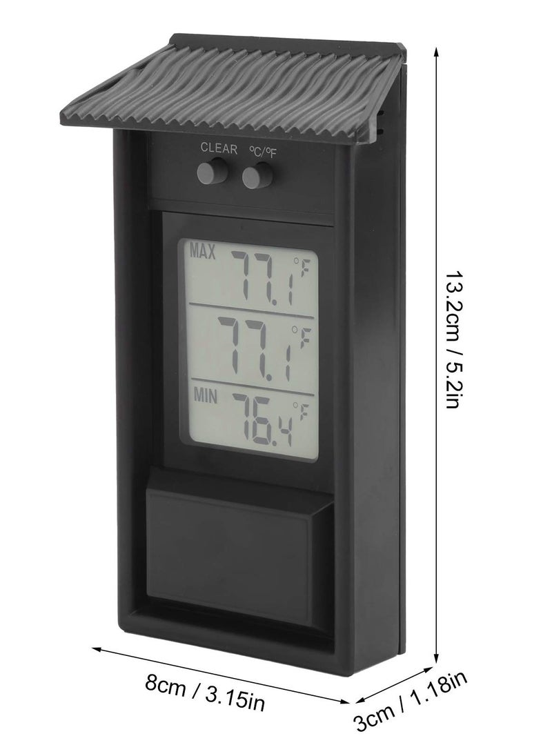 SYOSI - Digital Greenhouse Thermometer with Hook up ℃ or ℉ Display Maximum and Minimum Temperature Monitoring with memory function for Garden Greenhouse Indoor Room Home Refrigerator Greenhouse Black - Image 1