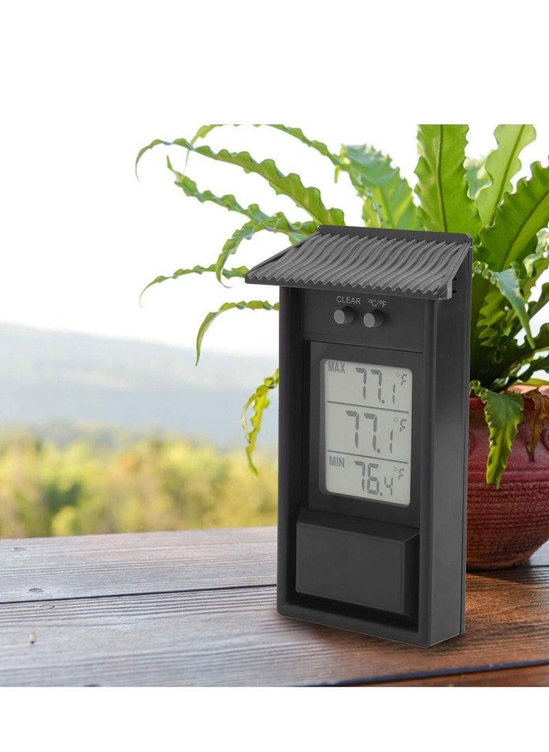 SYOSI - Digital Greenhouse Thermometer with Hook up ℃ or ℉ Display Maximum and Minimum Temperature Monitoring with memory function for Garden Greenhouse Indoor Room Home Refrigerator Greenhouse Black - Image 1