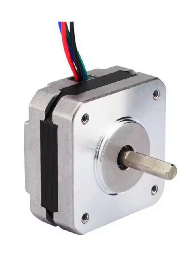 محرك خطوي NEMA 17 موديل 17HS08-1004S – ثنائي القطب بـ4 أسلاك، تيار 1 أمبير، عزم دوران 13 نيوتن.سم (18.4 أوقية.إنش) – جسم 20 مم – مثالي للطابعات ثلاثية الأبعاد، آلات CNC، النقاش بالليزر، مشاريع DIY لمحور XYZ والروبوتات – مثالي لعربة المحور X - Image 2