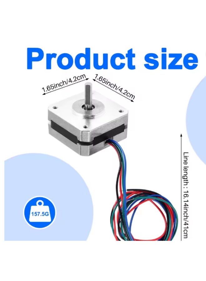 محرك خطوي NEMA 17 موديل 17HS08-1004S – ثنائي القطب بـ4 أسلاك، تيار 1 أمبير، عزم دوران 13 نيوتن.سم (18.4 أوقية.إنش) – جسم 20 مم – مثالي للطابعات ثلاثية الأبعاد، آلات CNC، النقاش بالليزر، مشاريع DIY لمحور XYZ والروبوتات – مثالي لعربة المحور X - Image 4
