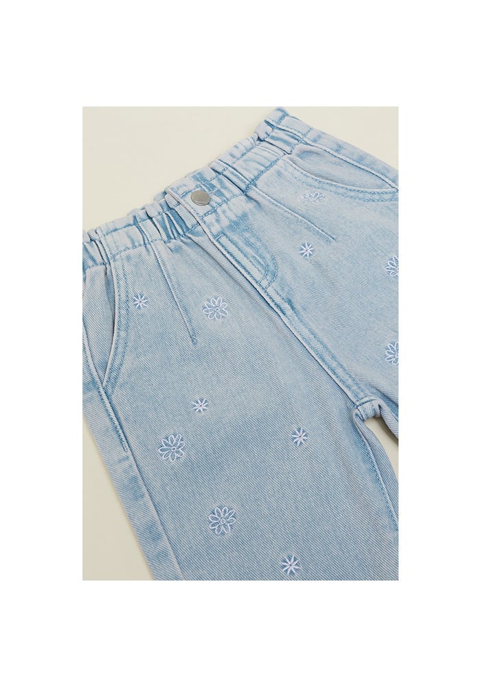 R&B Embroidered Mom Fit Jeans with Button Closure - Image 3