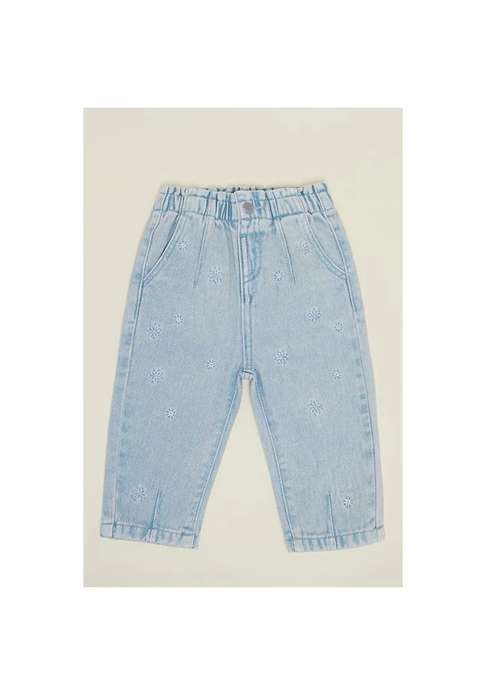 R&b Embroidered Mom Fit Jeans with Button Closure