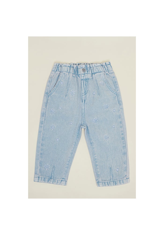 R&B Embroidered Mom Fit Jeans with Button Closure - Image 1