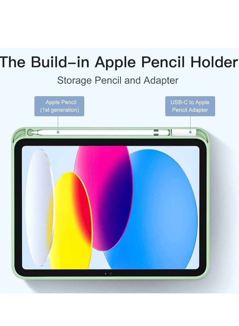 ELTRAZONE Slim and Protective Trifold Stand Case for iPad 10th Generation (10.9", 2022) – Lightweight Shockproof Cover with Pencil Holder, Auto Sleep/Wake, and Soft TPU Back – Matcha Green - Image 2