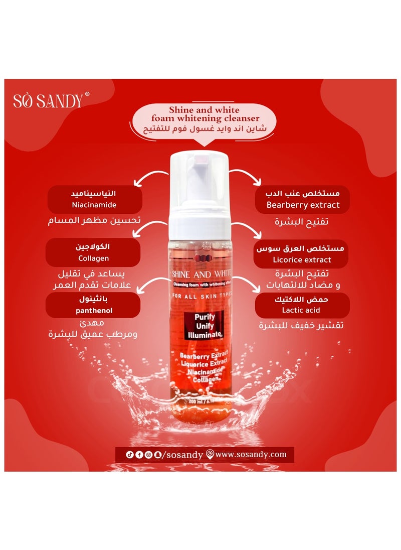 So Sandy Shine and white foam cleanser for whitening 200 ml  - Image 2