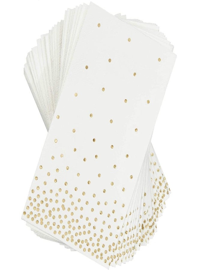 Sparkle and Bash Gold Foil Polka Dot Confetti Paper Napkins for Christmas, Wedding, Birthday Party (4 x 8 In, 50 Pack) - Image 1