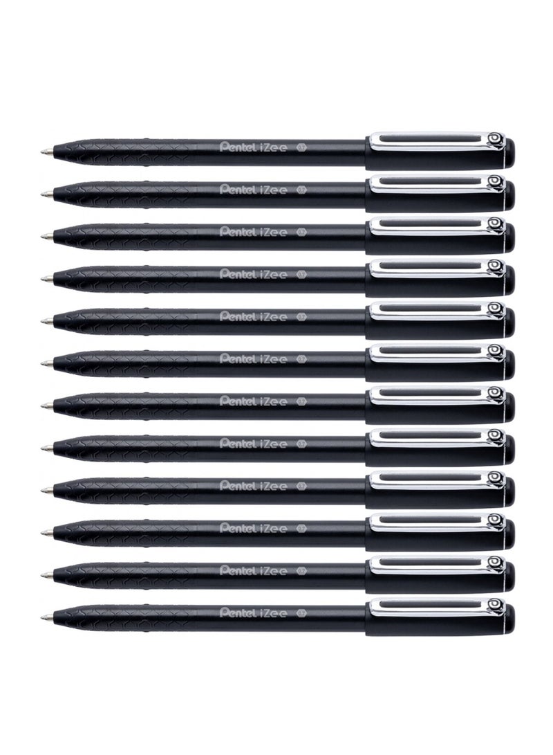 Pentel 12-Piece Izee Ballpoint Pen 0.7mm Tip Black Ink - Image 1
