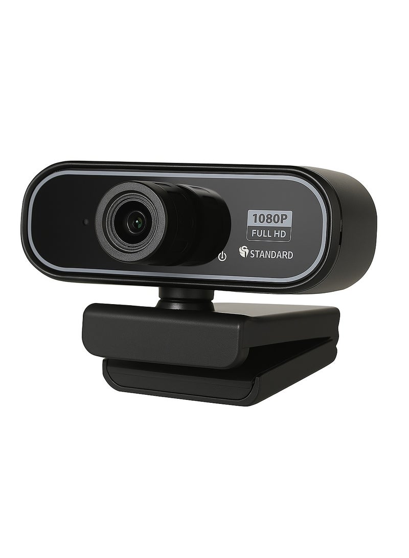 Standard WB-1080 Full HD 1080P Webcam with Built-in Microphone, Light Correction, and Tripod – USB Connection – Without Driver – Black - Image 3