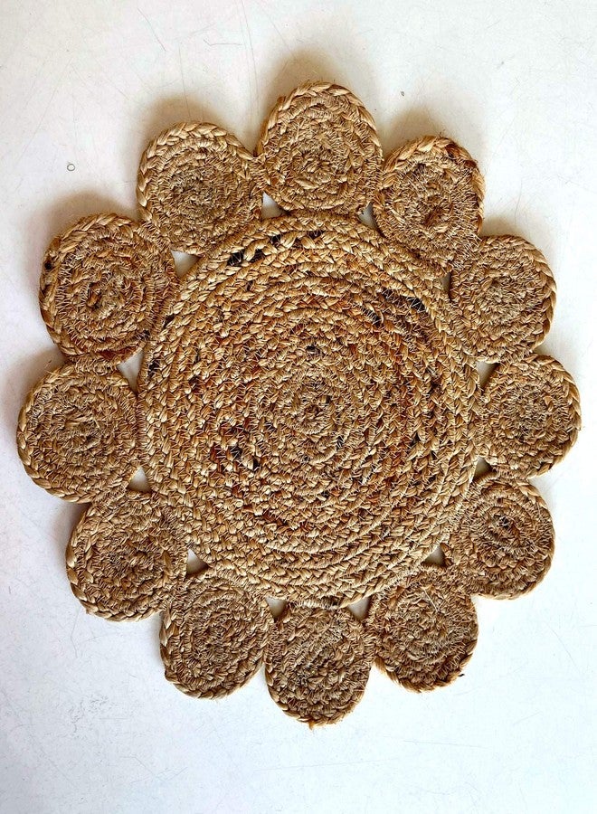 pepme Jute Round Placemat, Beige, Small Outer Circles for Dining Table, Bed Side Table, Tea Time, Restaurant (14 Inches, Pack of 4) - Image 2