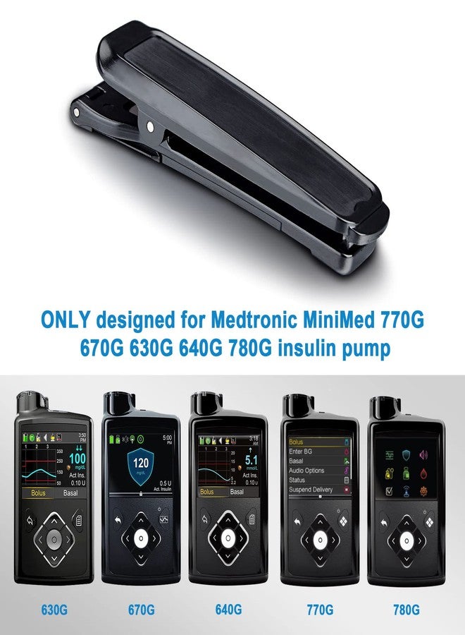 iGuerburn مشبك حزام الأنسولين من iGuerburn، قطعتان، لمضخات الأنسولين Medtronic MiniMed 670G و770G و780G و630G و640G، وملحقات Medtronic 780G لمرضى السكري (أسود) - Image 2
