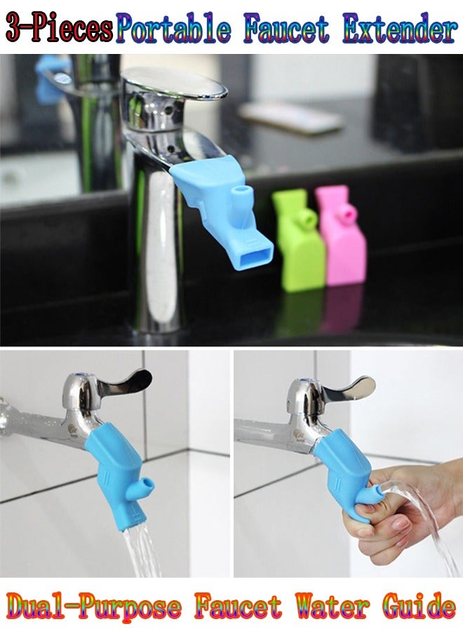 3-Pieces Portable Faucet Extender,Dual-Purpose Faucet Water Guide for Rinse Mouth and Hand Washing,Muslim Cleaning Rinse Mouth Special Faucet Converter,Outdoor Clean and Healthy Faucet Mini Water Guide,Home and School Children Hand Washing Splash Proof Faucet Extender  - Image 3