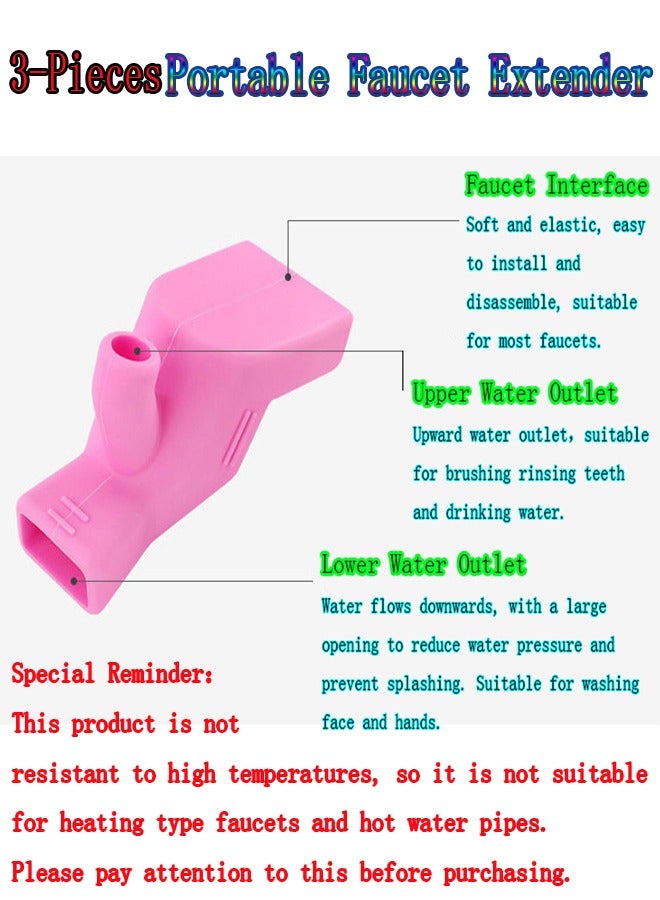 3-Pieces Portable Faucet Extender,Dual-Purpose Faucet Water Guide for Rinse Mouth and Hand Washing,Muslim Cleaning Rinse Mouth Special Faucet Converter,Outdoor Clean and Healthy Faucet Mini Water Guide,Home and School Children Hand Washing Splash Proof Faucet Extender  - Image 4