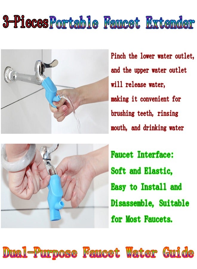 3-Pieces Portable Faucet Extender,Dual-Purpose Faucet Water Guide for Rinse Mouth and Hand Washing,Muslim Cleaning Rinse Mouth Special Faucet Converter,Outdoor Clean and Healthy Faucet Mini Water Guide,Home and School Children Hand Washing Splash Proof Faucet Extender  - Image 5