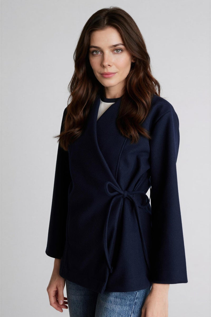 DeFacto Blue Woman Slim Fit Soft Hairy Inside Jacket Casual - Image 5