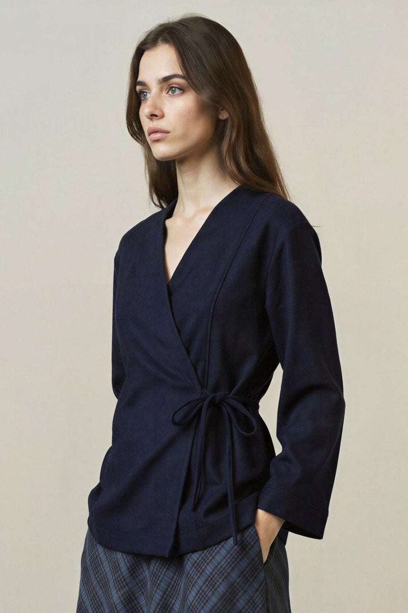 DeFacto Blue Woman Slim Fit Soft Hairy Inside Jacket Casual - Image 3