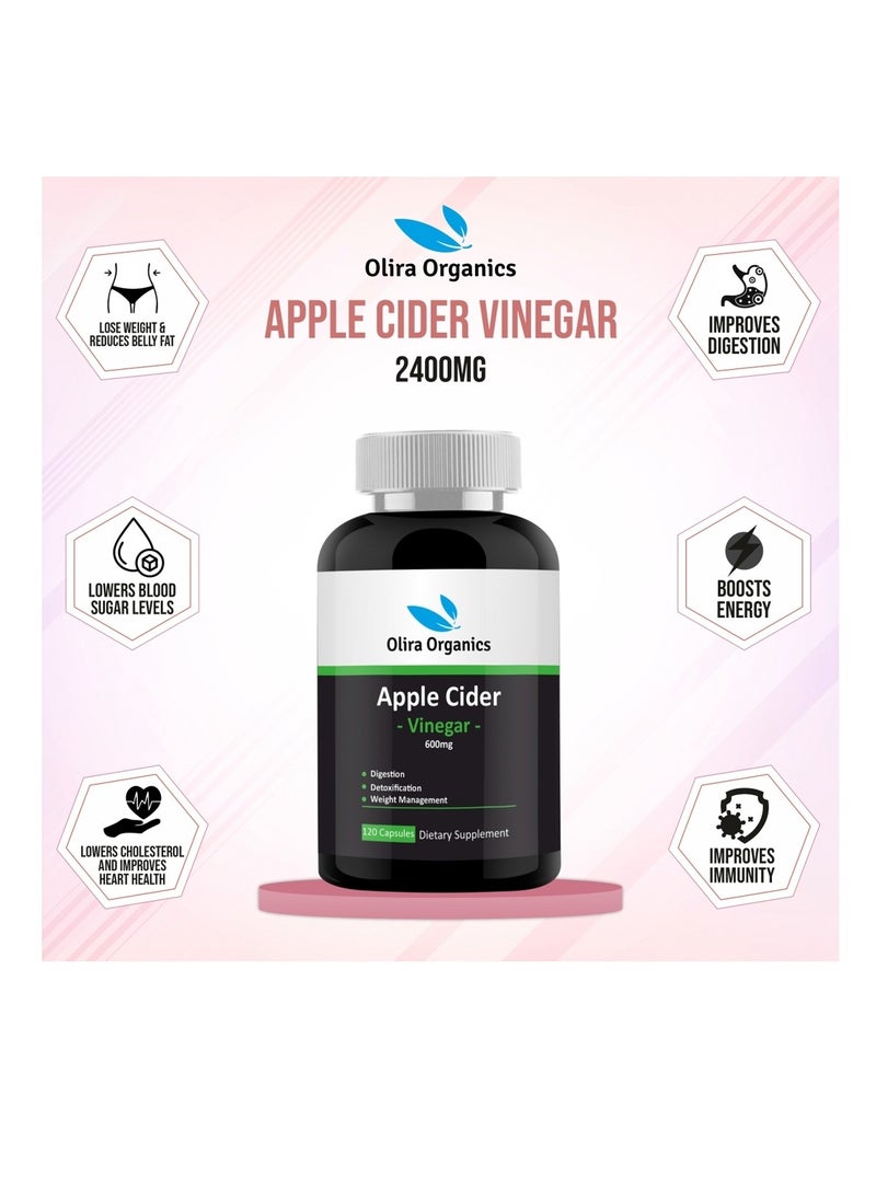 Olira Organics Apple Cider Vinegar 120 Capsules | Digestion | Detoxification | Weight Management  - Image 4