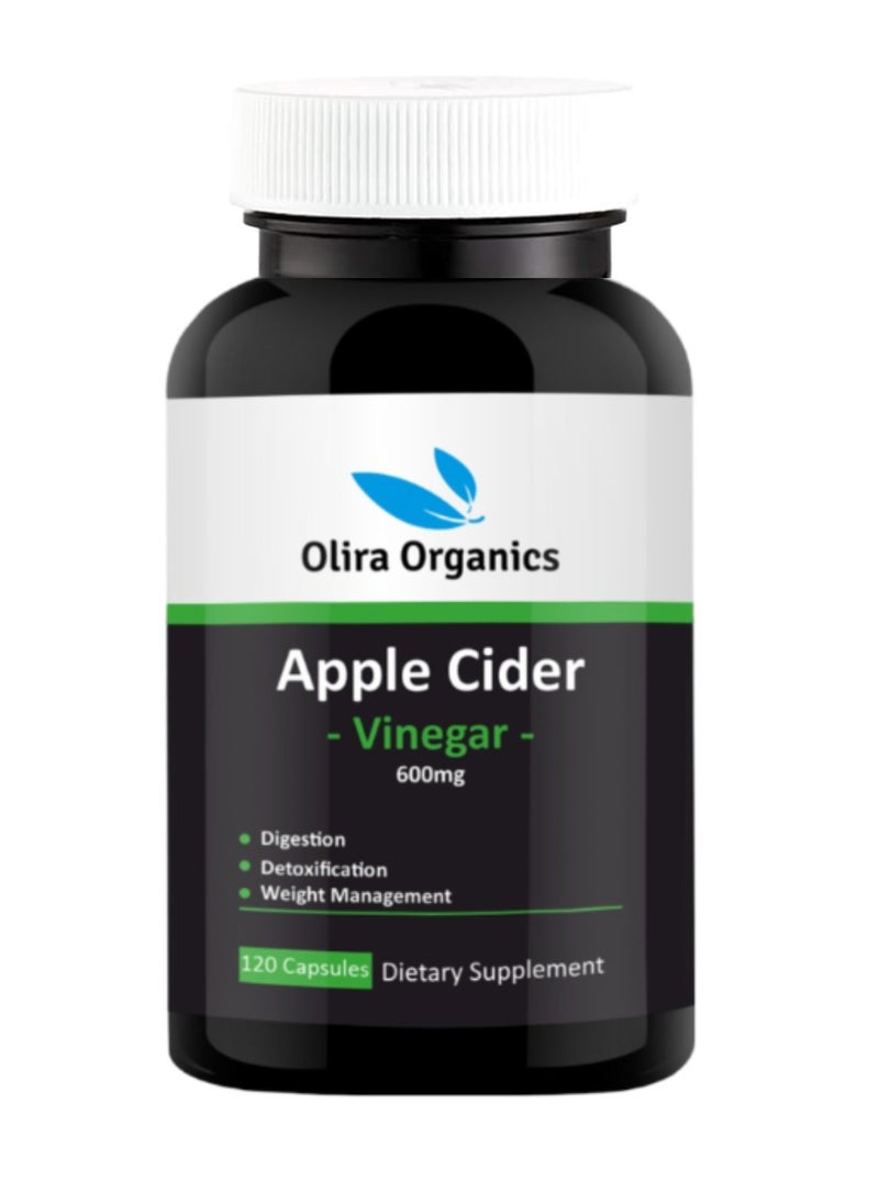 Olira Organics Apple Cider Vinegar 120 Capsules | Digestion | Detoxification | Weight Management  - Image 1