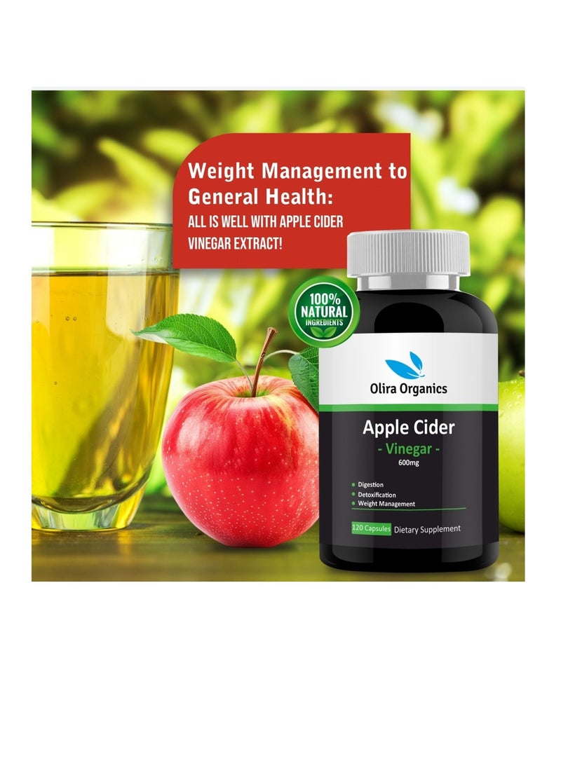 Olira Organics Apple Cider Vinegar 120 Capsules | Digestion | Detoxification | Weight Management  - Image 5