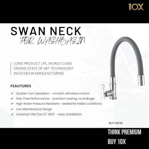 10X Brass Swan Neck SN-801 for Kitchen/Bathroom Flexible Spout Table/Deck Mount Chrome Grey Colour - Image 3